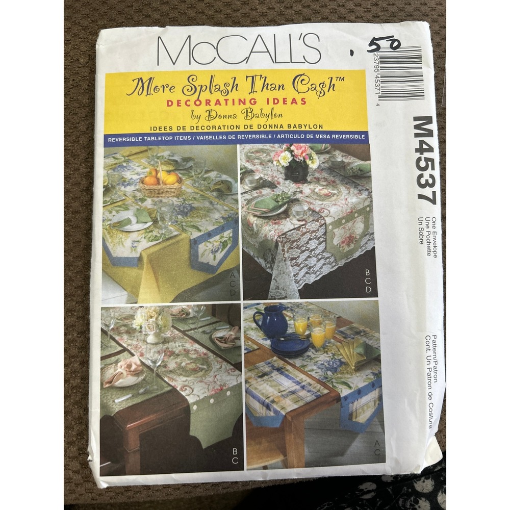 McCall's M4537 Donna Babylon Reversible Tabletop Decor Sewing Pattern 2004